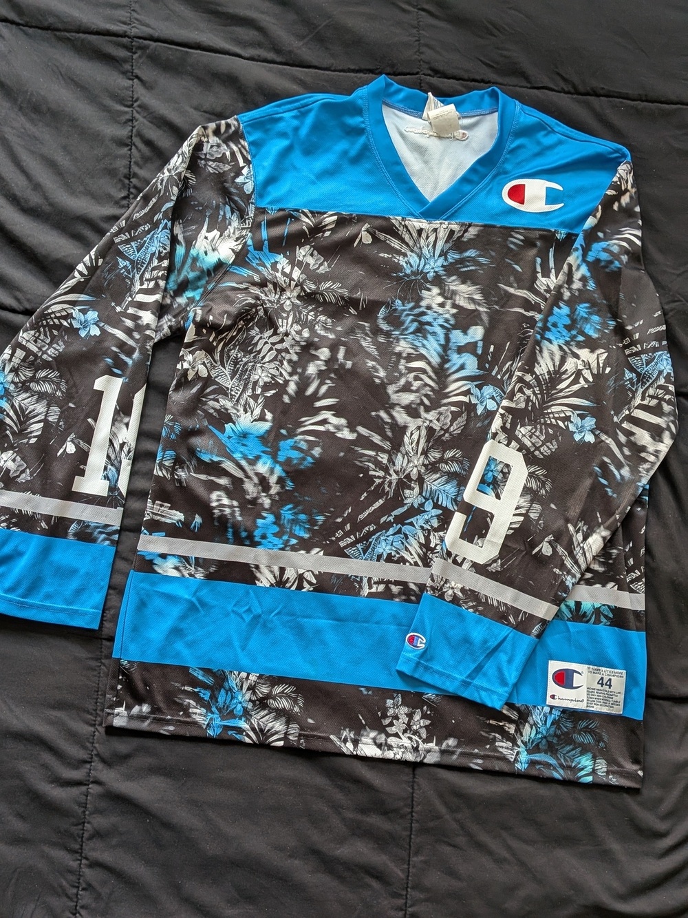 Champion Men’s Blue & Black Floral Long-Sleeve Jersey